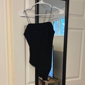 Black Asymmetrical Bodysuit